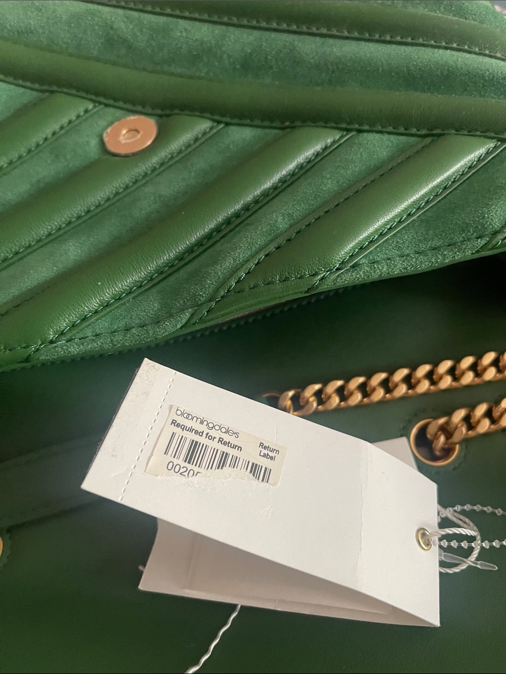 Tory Burch Green Chevron Bombé Convertible Shoulder Bag/leather and suede - Picture 7 of 17